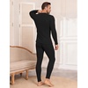 Ekouaer Waffle Long Johns for Men Thermal Underwear Top and Bottom Set(Black)