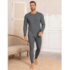 Ekouaer Waffle Long Johns for Men Thermal Underwear Top and Bottom Set(Dark Grey)