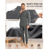 Ekouaer Waffle Long Johns for Men Thermal Underwear Top and Bottom Set(Dark Grey)
