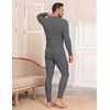 Ekouaer Waffle Long Johns for Men Thermal Underwear Top and Bottom Set(Grey)