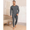 Ekouaer Waffle Long Johns for Men Thermal Underwear Top and Bottom Set(Grey)
