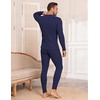 Ekouaer Waffle Long Johns for Men Thermal Underwear Top and Bottom Set(Navy Blue)
