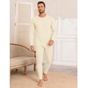 Ekouaer Waffle Long Johns for Men Thermal Underwear Top and Bottom Set(Off-white)