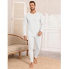 Ekouaer Waffle Long Johns for Men Thermal Underwear Top and Bottom Set(White)