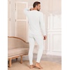 Ekouaer Waffle Long Johns for Men Thermal Underwear Top and Bottom Set(White)
