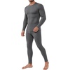 Ekouaer Waffle Long Johns for Men Thermal Underwear Top and Bottom Set(Grey)