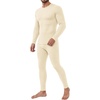 Ekouaer Waffle Long Johns for Men Thermal Underwear Top and Bottom Set(Off-white)