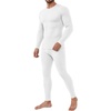 Ekouaer Waffle Long Johns for Men Thermal Underwear Top and Bottom Set(White)
