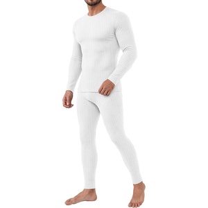 Ekouaer Waffle Long Johns for Men Thermal Underwear Top and Bottom Set(White)